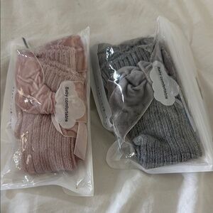 Cozy Baby Knee High‎ Sock Set - Pink and Gray